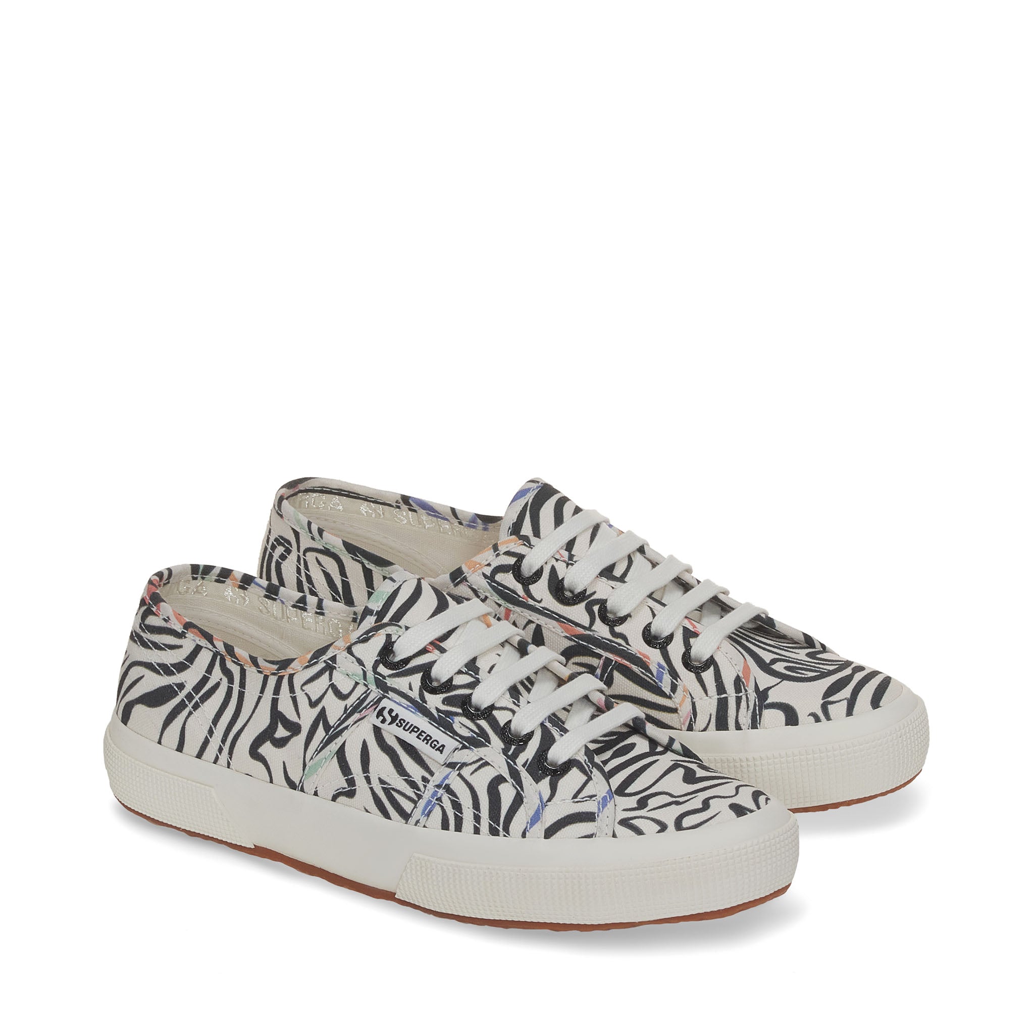 Superga 2750 Zebra Print Sneakers - Zebra Black Multicolor. Front view.