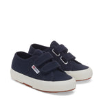 Superga 2750 Kids Cotjstrap Classic Sneakers - Navy Avorio. Front view.