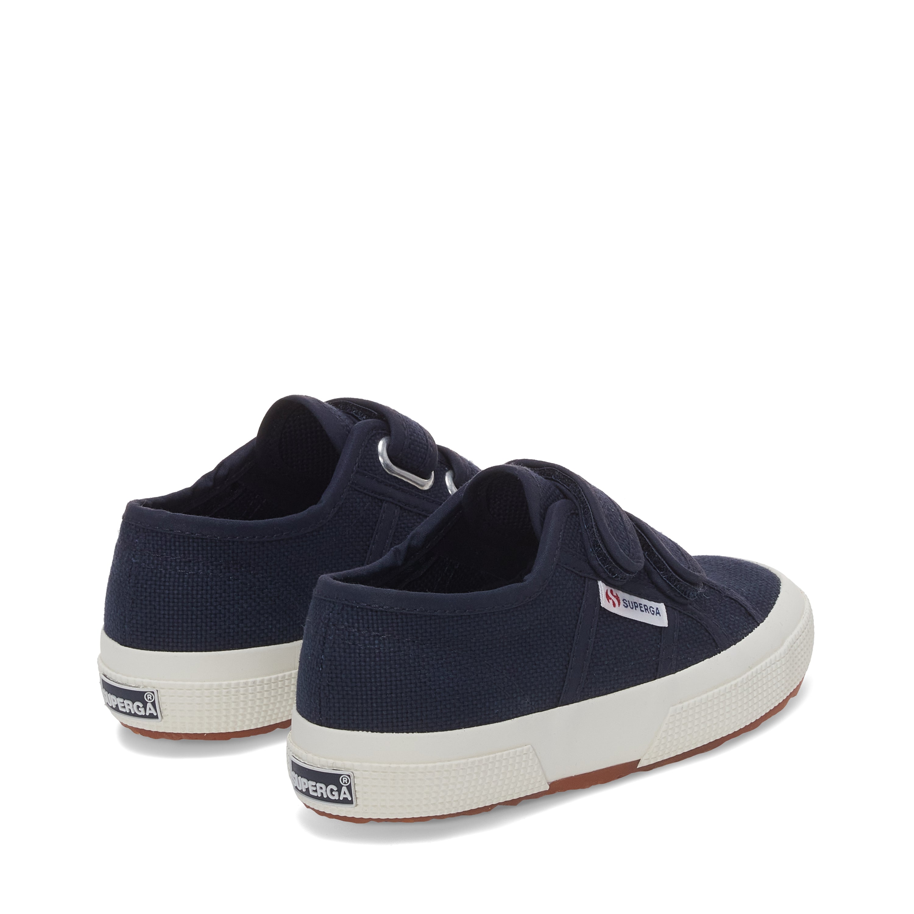 Superga 2750 Kids Cotjstrap Classic Sneakers - Navy Avorio. Back view.
