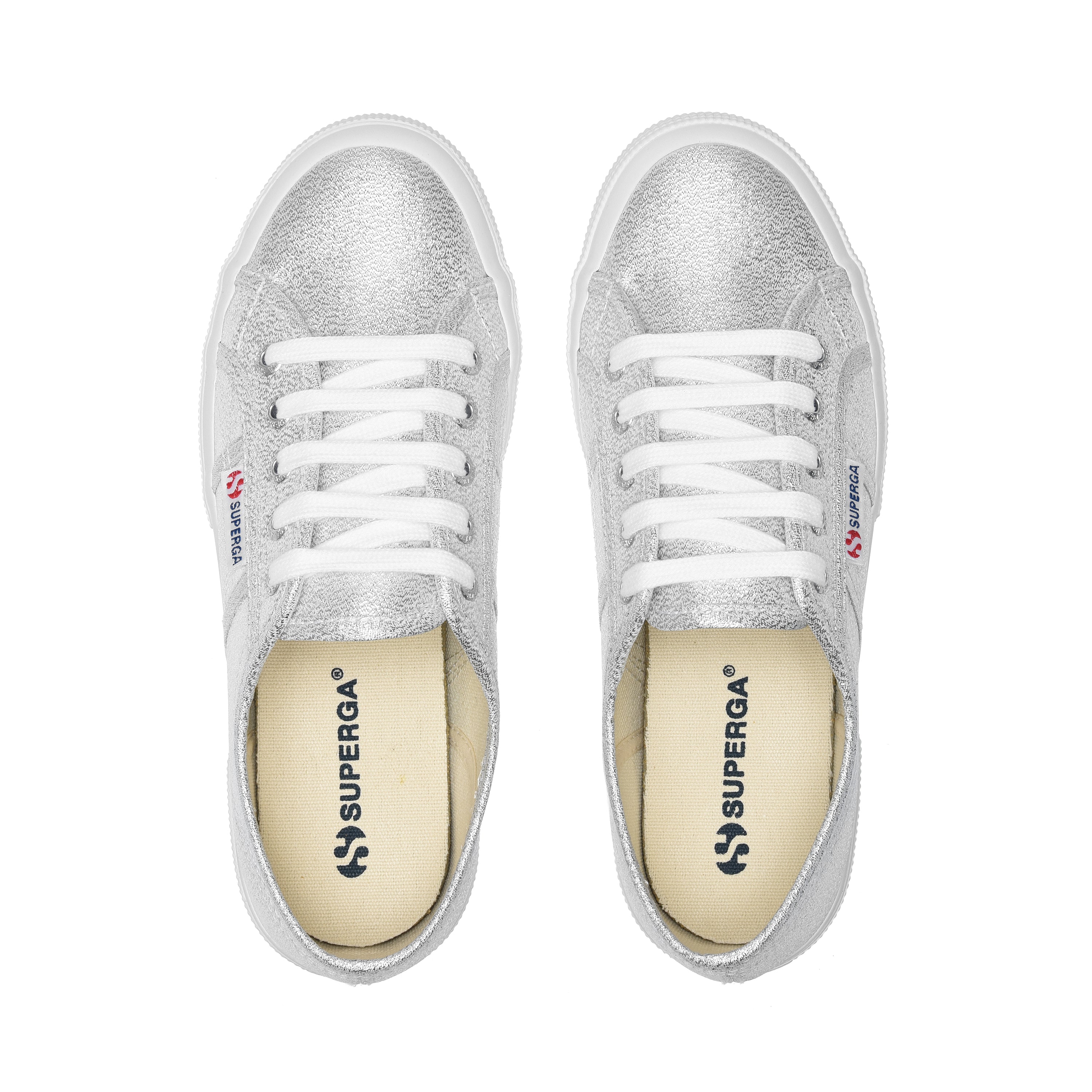 Superga 2750 Lam√© Sneakers - Silver. Top view.