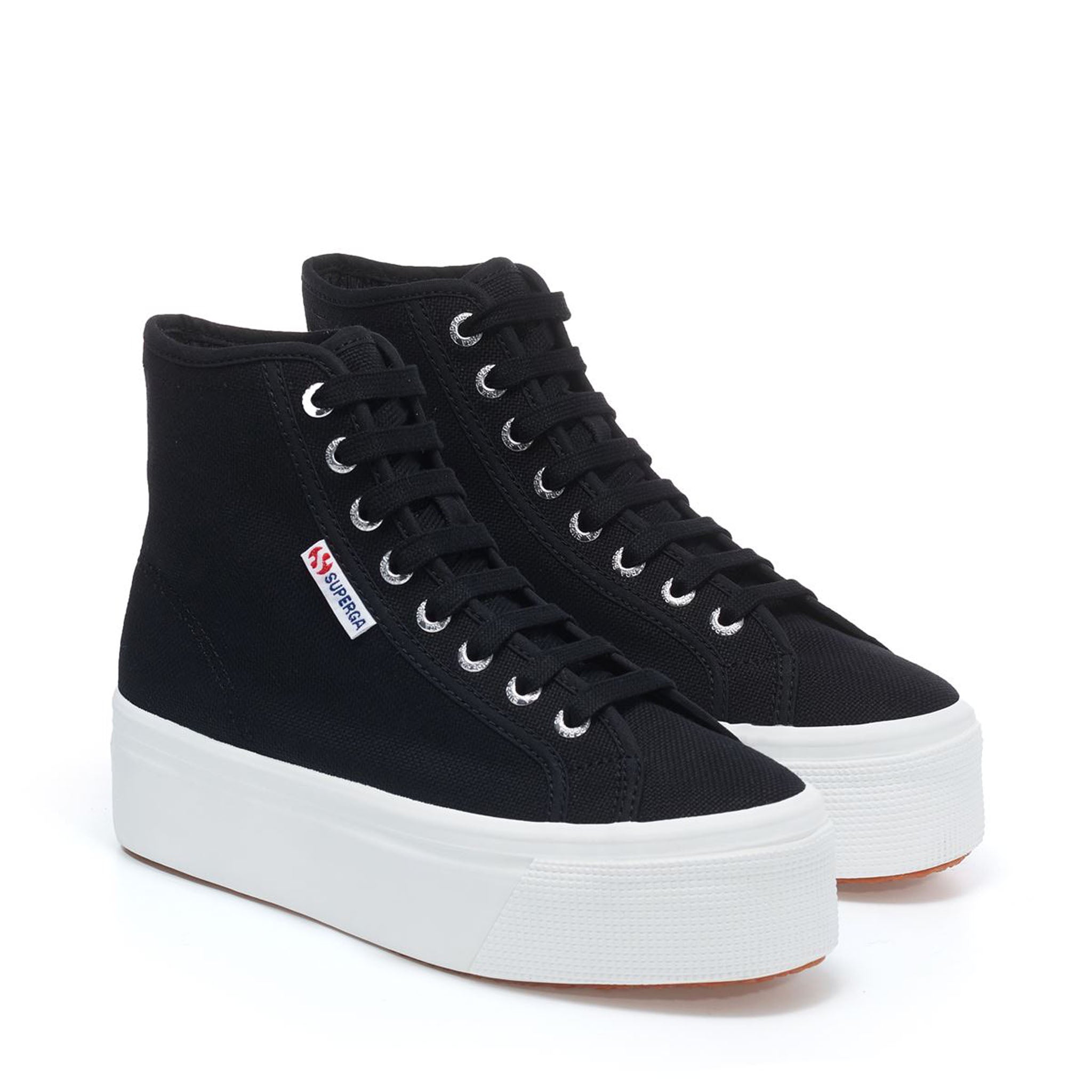 Superga 2708 High Top Sneakers - Black. Front view.