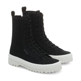 Superga 2641 Alpina High Top Boots - Matte Black. Front view.