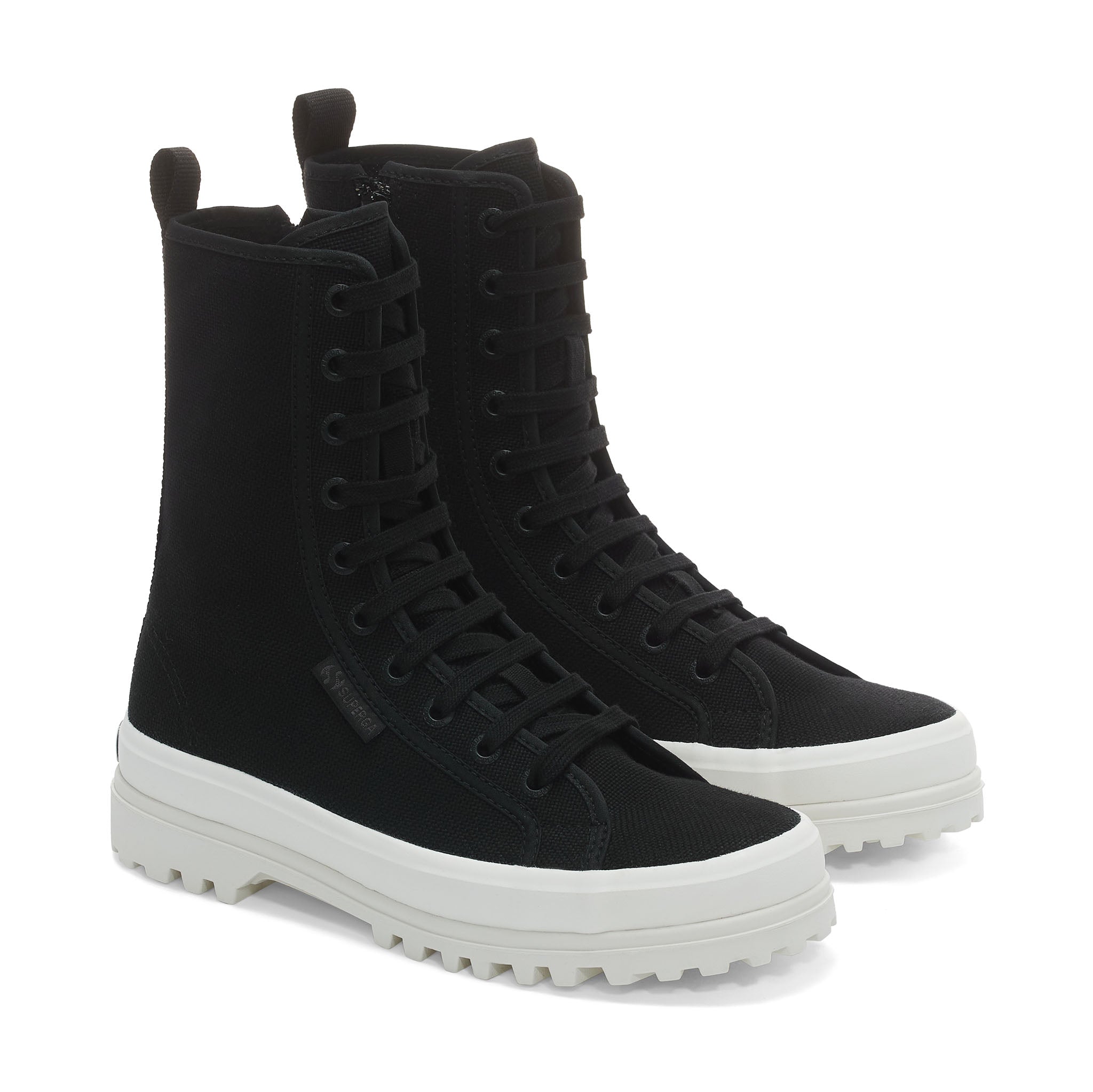 Superga 2641 Alpina High Top Boots - Matte Black. Front view.