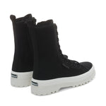 Superga 2641 Alpina High Top Boots - Matte Black. Back view.
