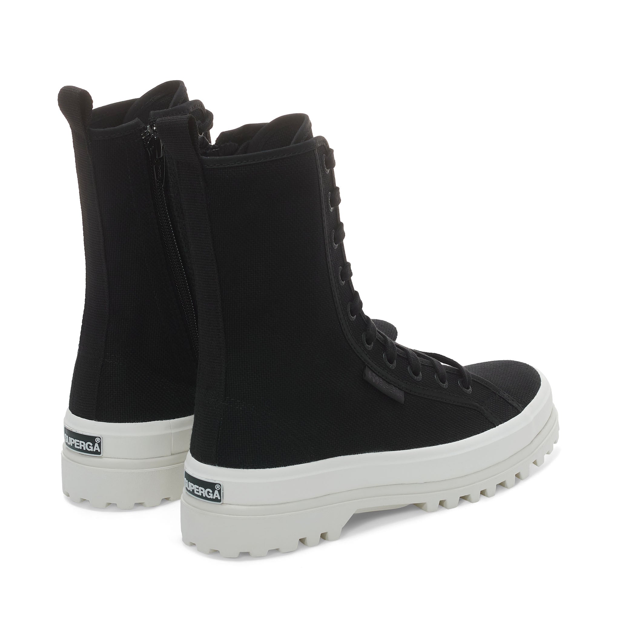Superga 2641 Alpina High Top Boots - Matte Black. Back view.