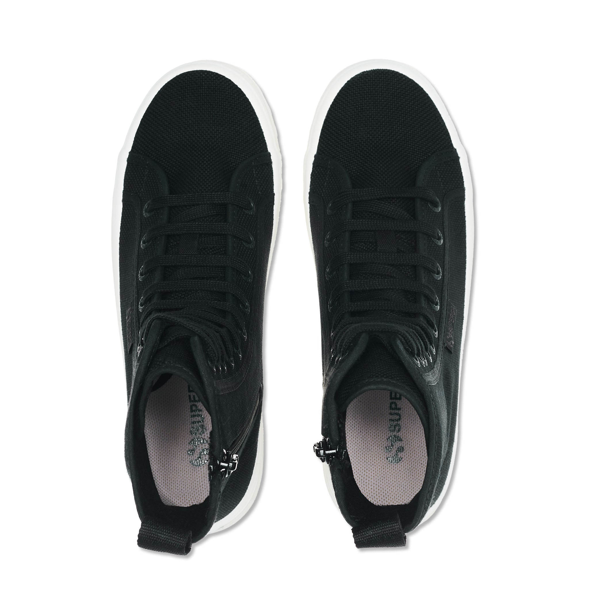 Superga 2641 Alpina High Top Boots - Matte Black. Top view.