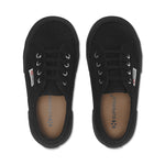 Superga 2750 Kids Jcot Classic Sneakers - Full Black. Top view.