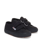 Superga 2750 Kids Cotjstrap Classic Sneakers - Full Black. Front view.