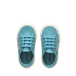 Superga 2750 Kids Jcot Classic Sneakers - Light Dusty Blue Avorio. Top view.