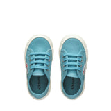 Superga 2750 Kids Jcot Classic Sneakers - Light Dusty Blue Avorio. Top view.