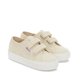 Superga 2730 Kids Straps Sneakers - Eggshell. Front view.