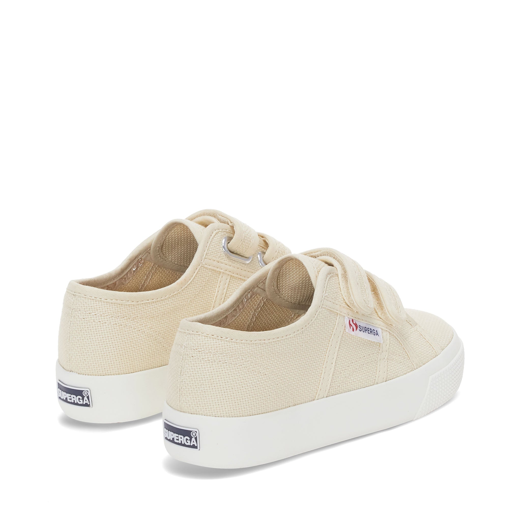 Superga 2730 Kids Straps Sneakers - Eggshell. Back view.
