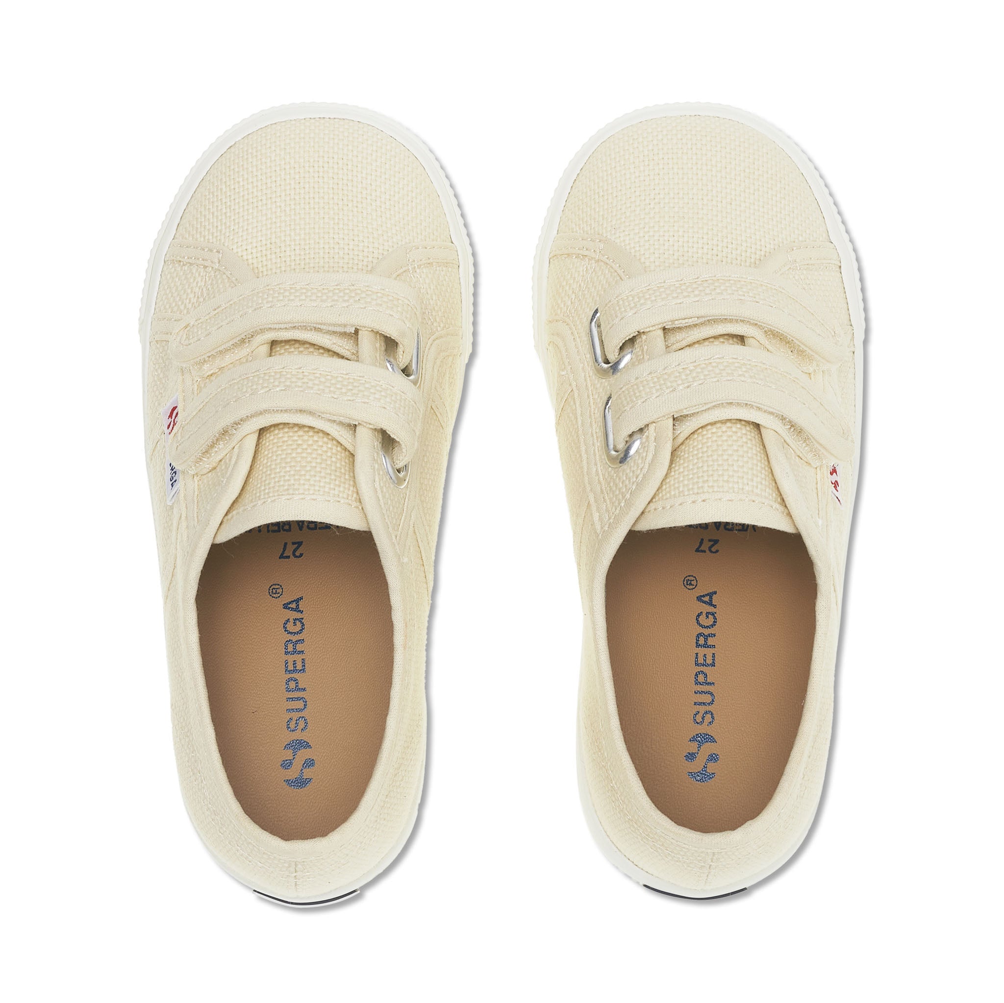 Superga 2730 Kids Straps Sneakers - Eggshell. Top view.