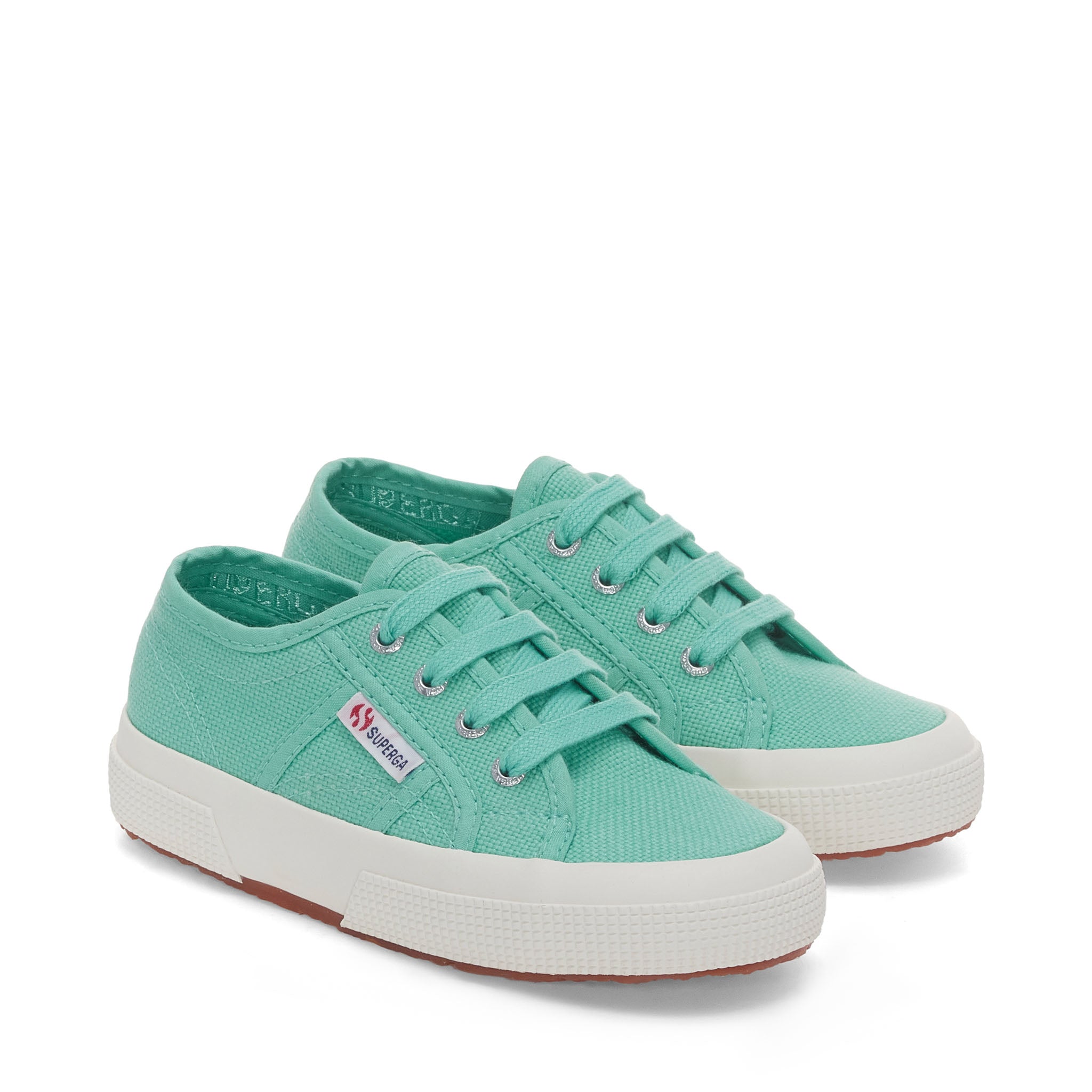 Superga 2750 Kids Jcot Classic Sneakers - Green Water. Front view.