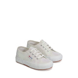 Superga 2750 Kids Lam√© Sneakers - Iridescent White. Front view.