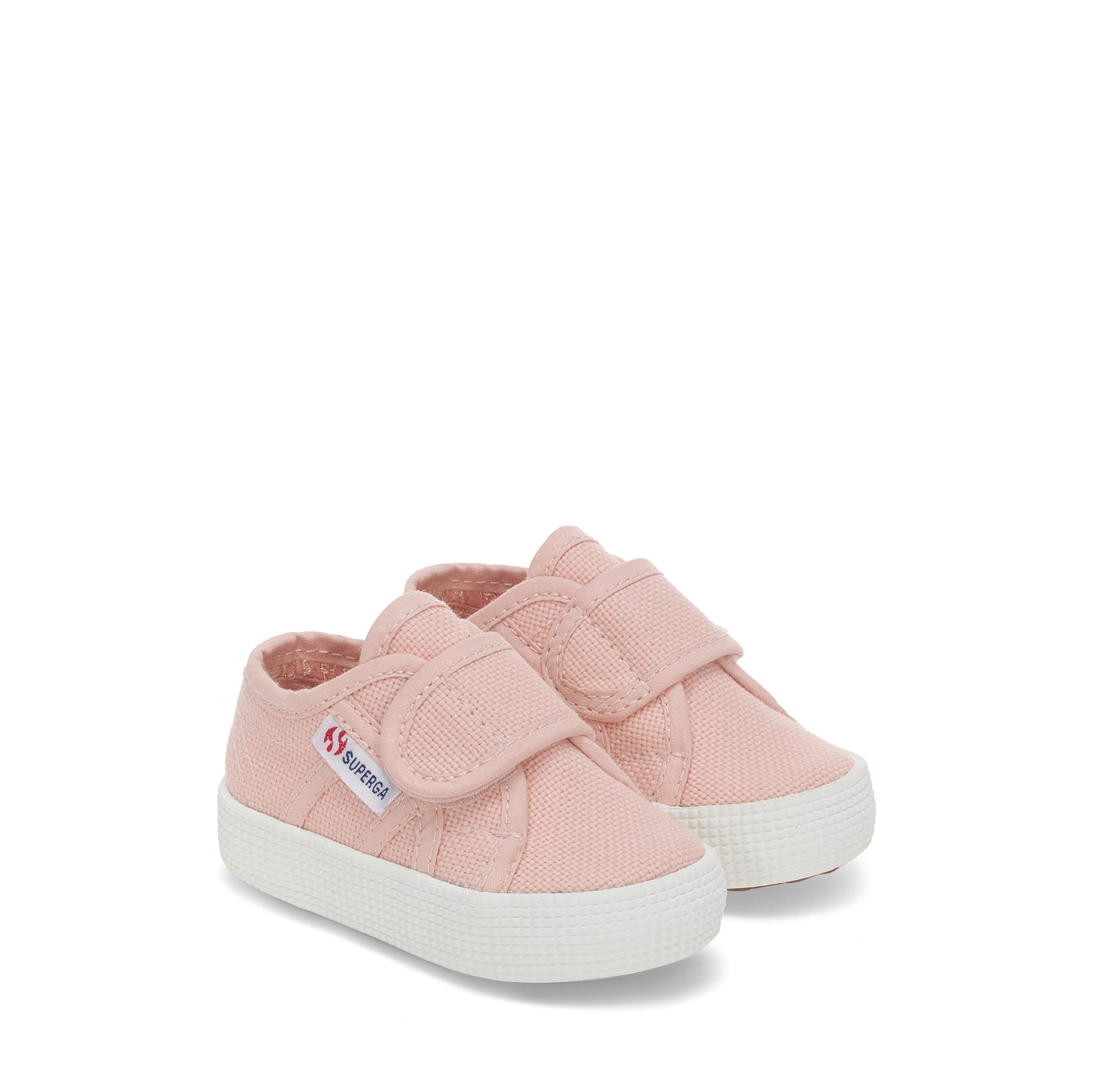 Superga 2750 Baby Easylite Straps Sneakers - Pink Blush Avorio. Front view.