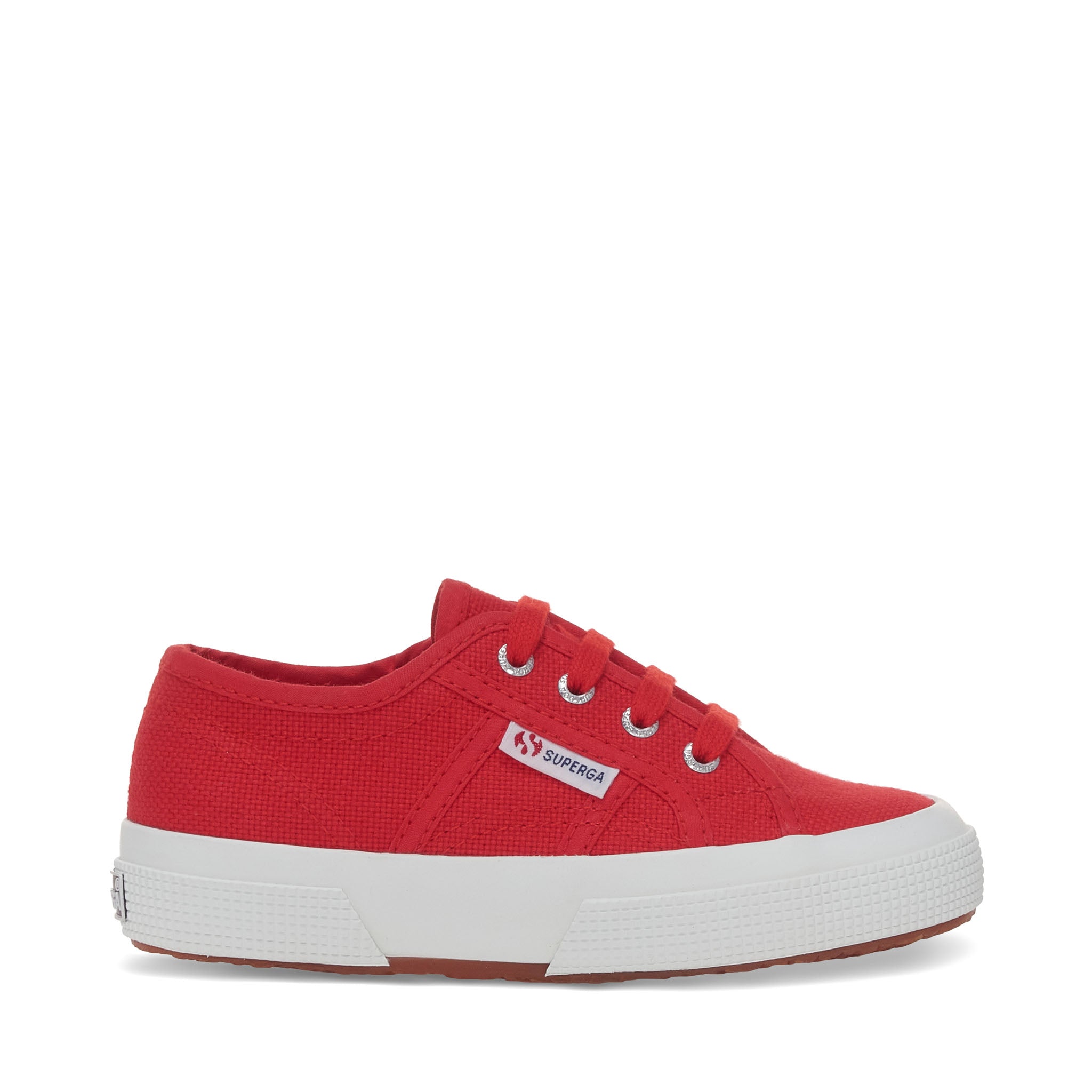 Superga 2750 Kids Jcot Classic Sneakers - Red White. Side view.