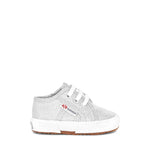 Superga 2750 Baby Lam√© Sneakers - Grey Silver. Side view.