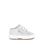 Superga 2750 Baby Lamé Sneakers - Grey Silver. Side view.