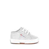 Superga 2750 Baby Lamé Sneakers - Grey Silver. Side view.