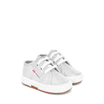 Superga 2750 Baby Lam√© Sneakers - Grey Silver. Front view.