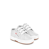 Superga 2750 Baby Lamé Sneakers - Grey Silver. Front view.
