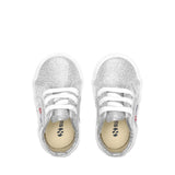 Superga 2750 Baby Lamé Sneakers - Grey Silver. Top view.