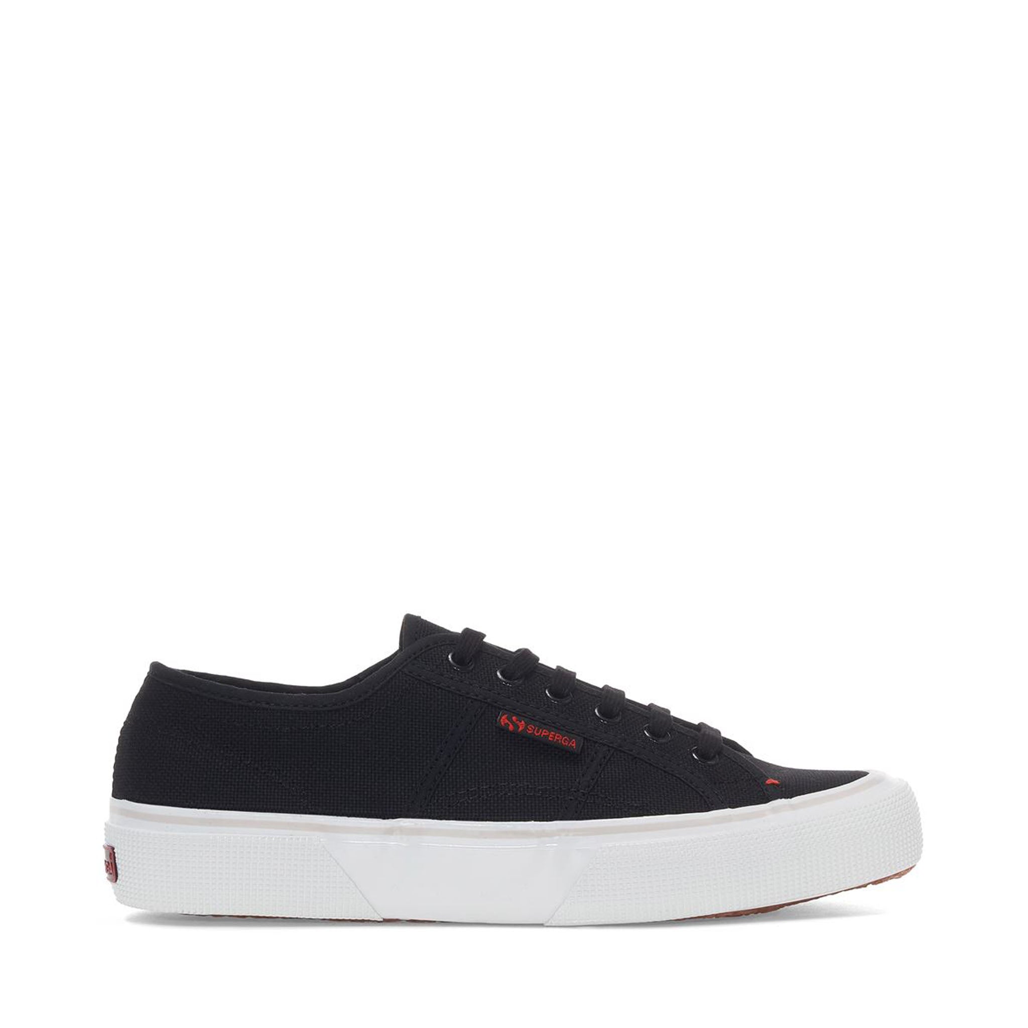 Superga 2490 Bold Sneakers - Black Red. Side view.