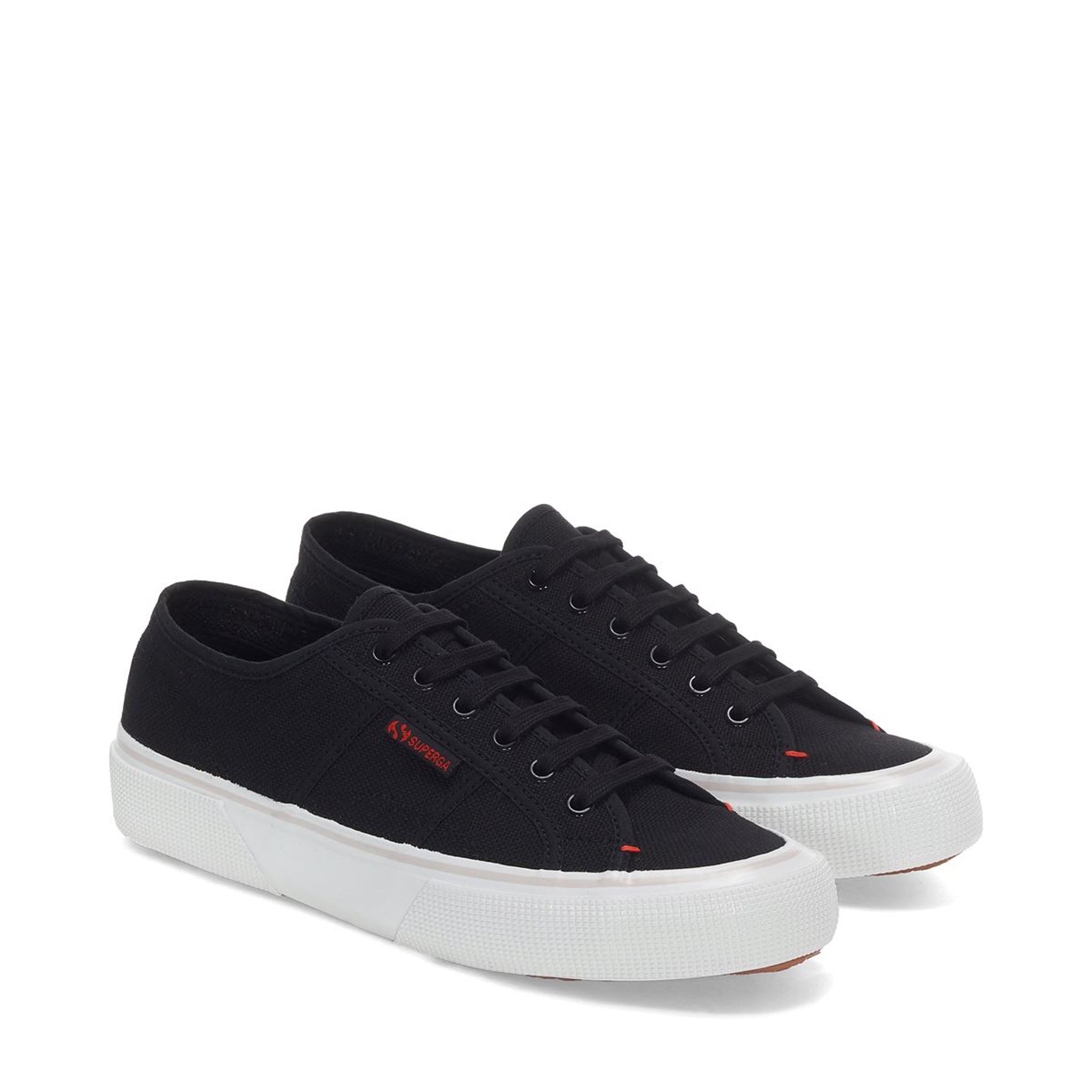 Superga 2490 Bold Sneakers - Black Red. Front view.