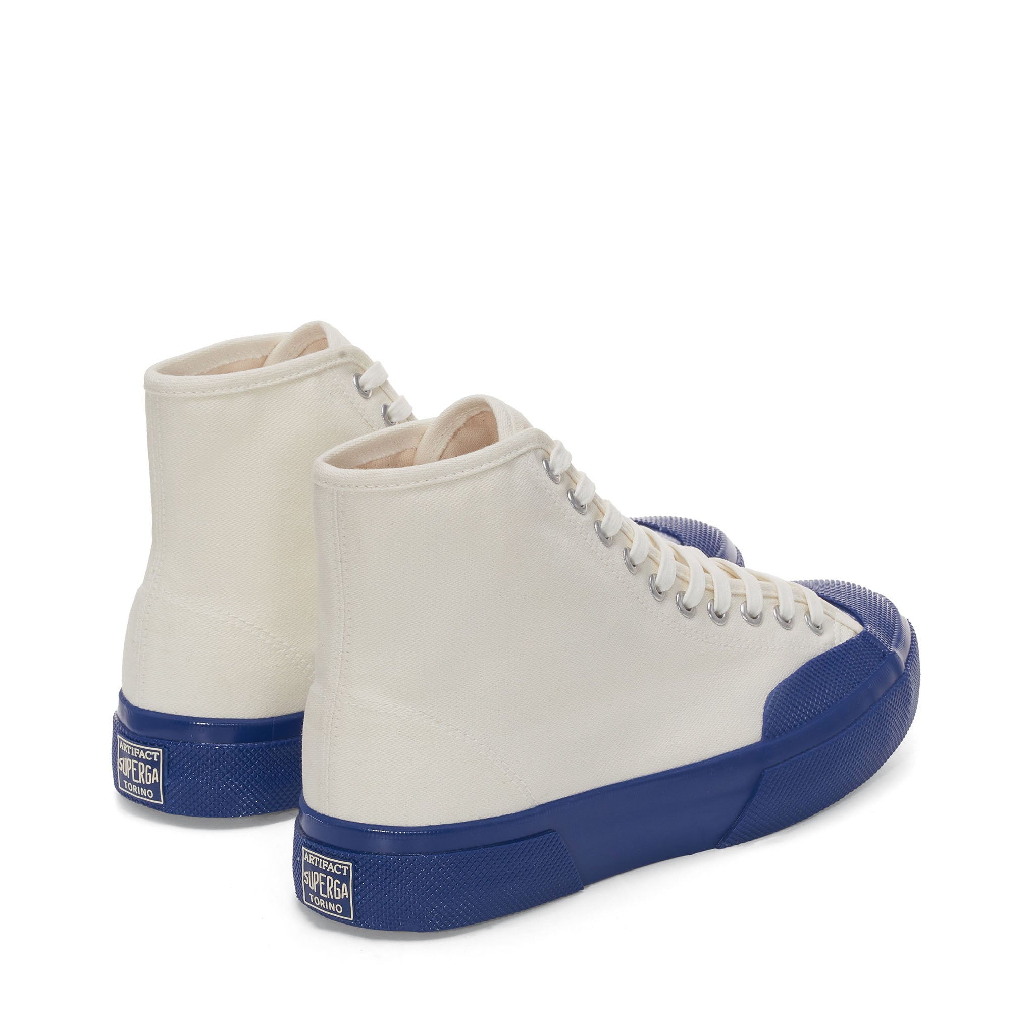 Superga 2433 Collect Workwear Sneakers - White / Blue. Back view.