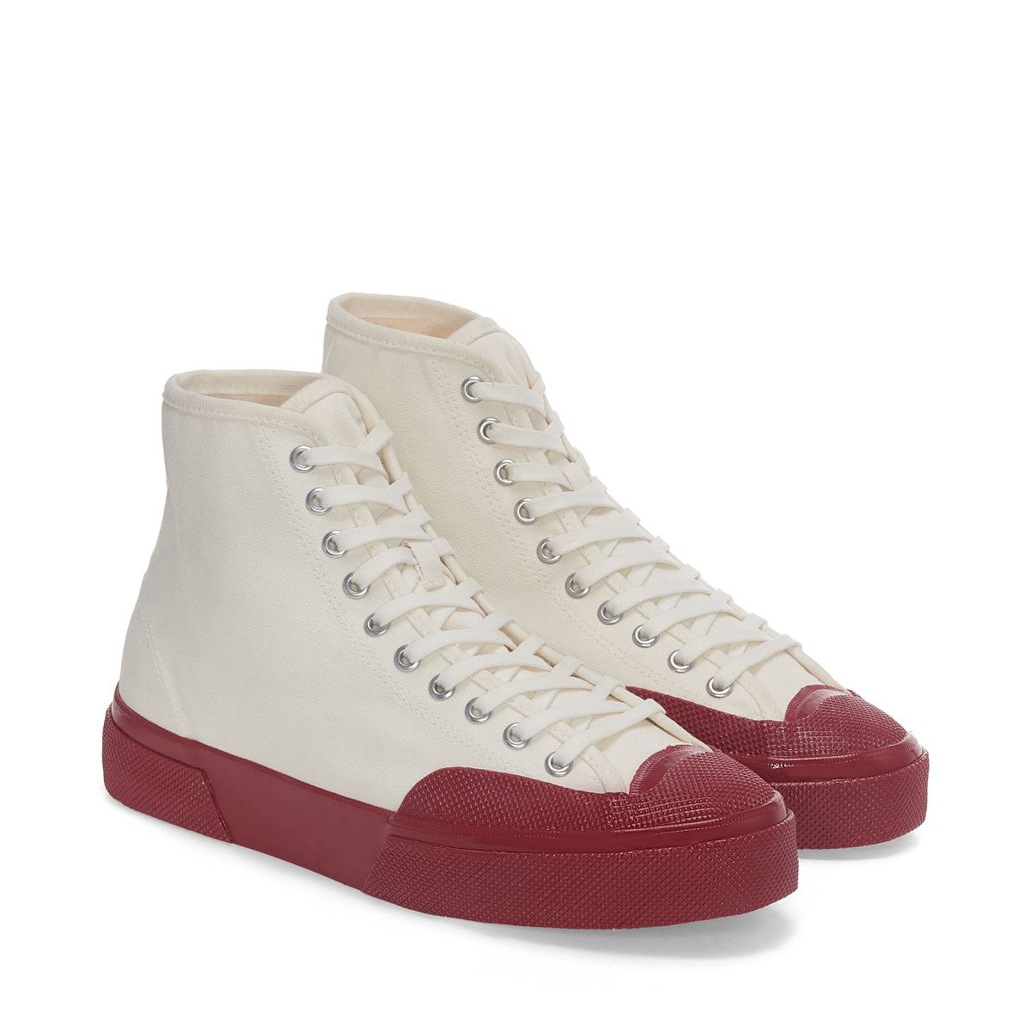Superga 2433 Collect Workwear Sneakers - White / Red. Front view.