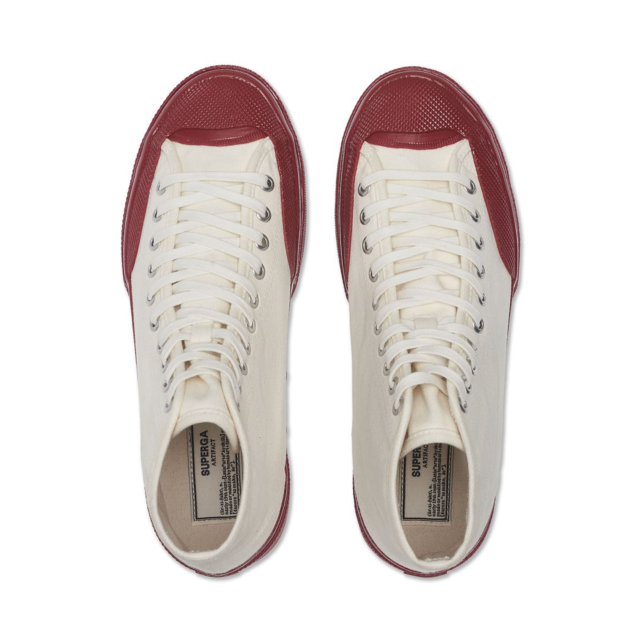 Superga 2433 Collect Workwear Sneakers - White / Red. Top view.