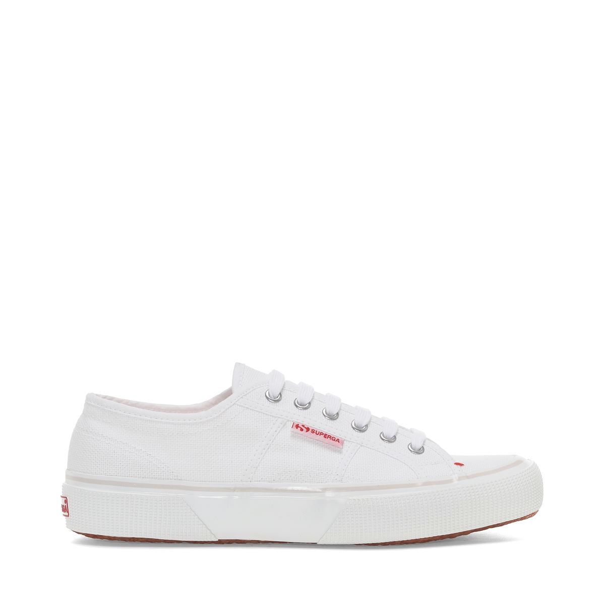 Superga 2490 Bold Sneakers - White Red. Side view.