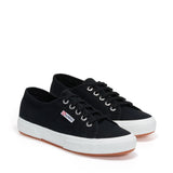 Superga 2750 Cotu Classic Sneakers - Black White. Front view.