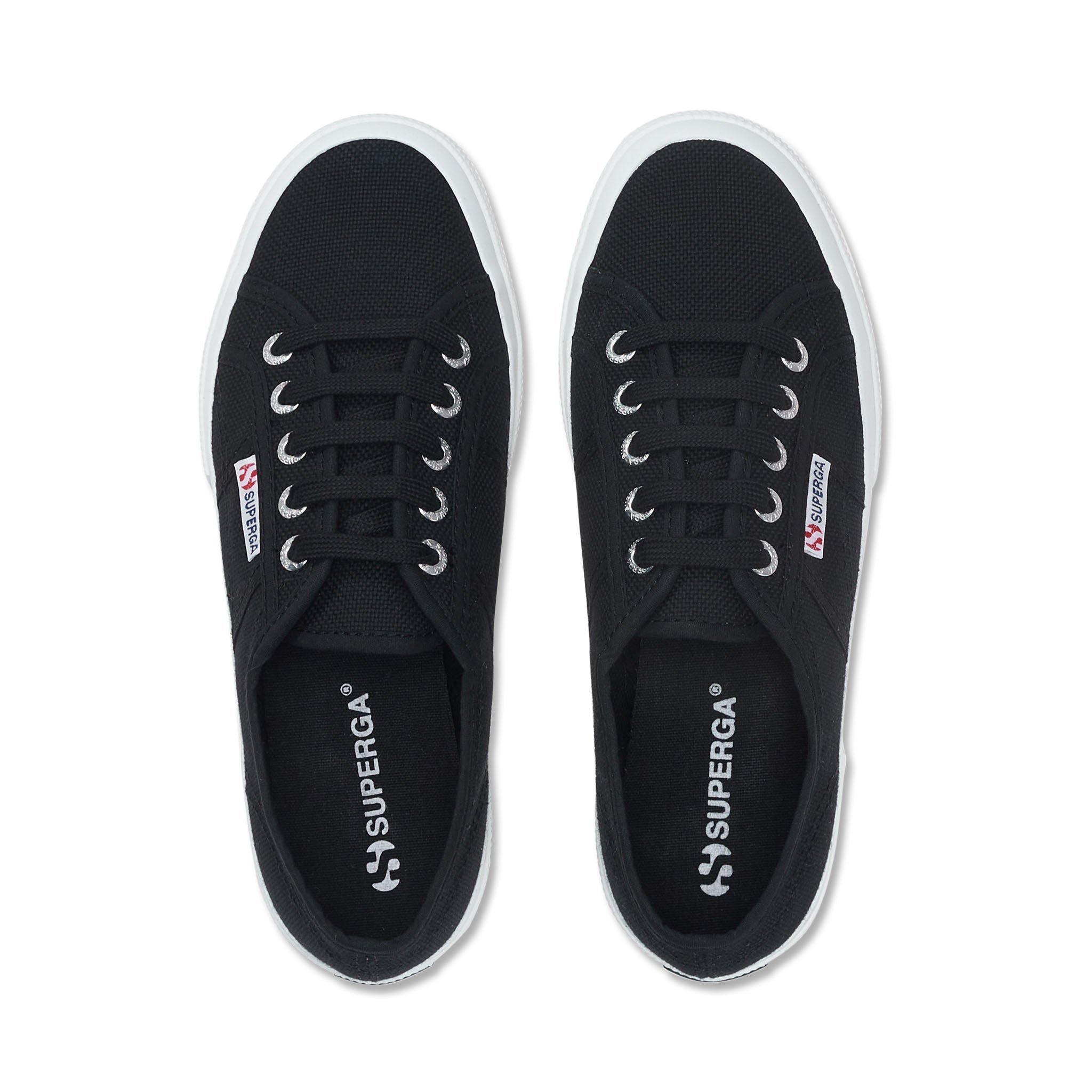 Superga 2750 Cotu Classic Sneakers - Black White. Top view.