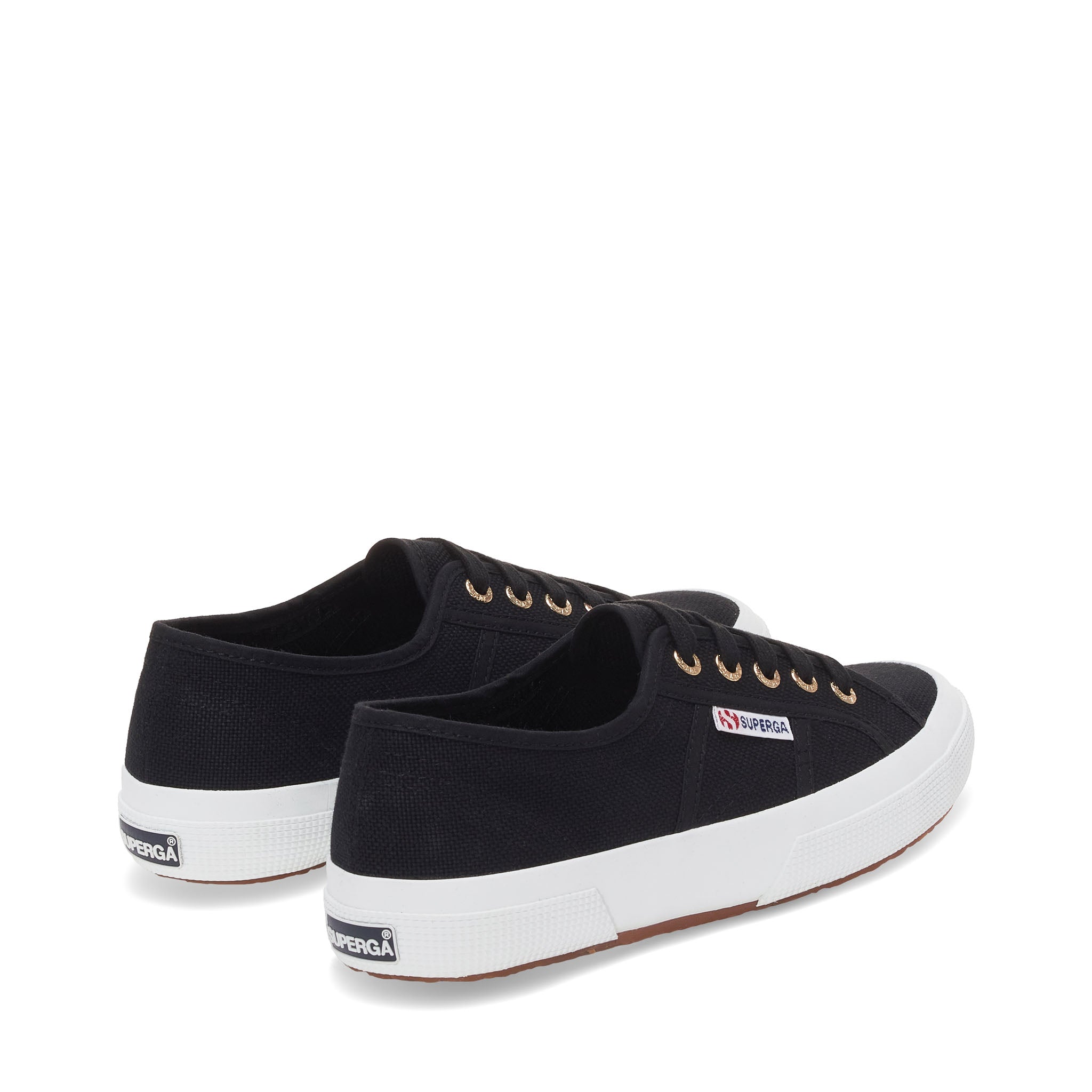 Superga 2750 Cotu Classic Sneakers - Black Pale Gold. Back view.