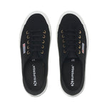 Superga 2750 Cotu Classic Sneakers - Black Pale Gold. Top view.