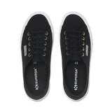 Superga 2750 Cotu Classic Sneakers - Black Pale Gold. Top view.