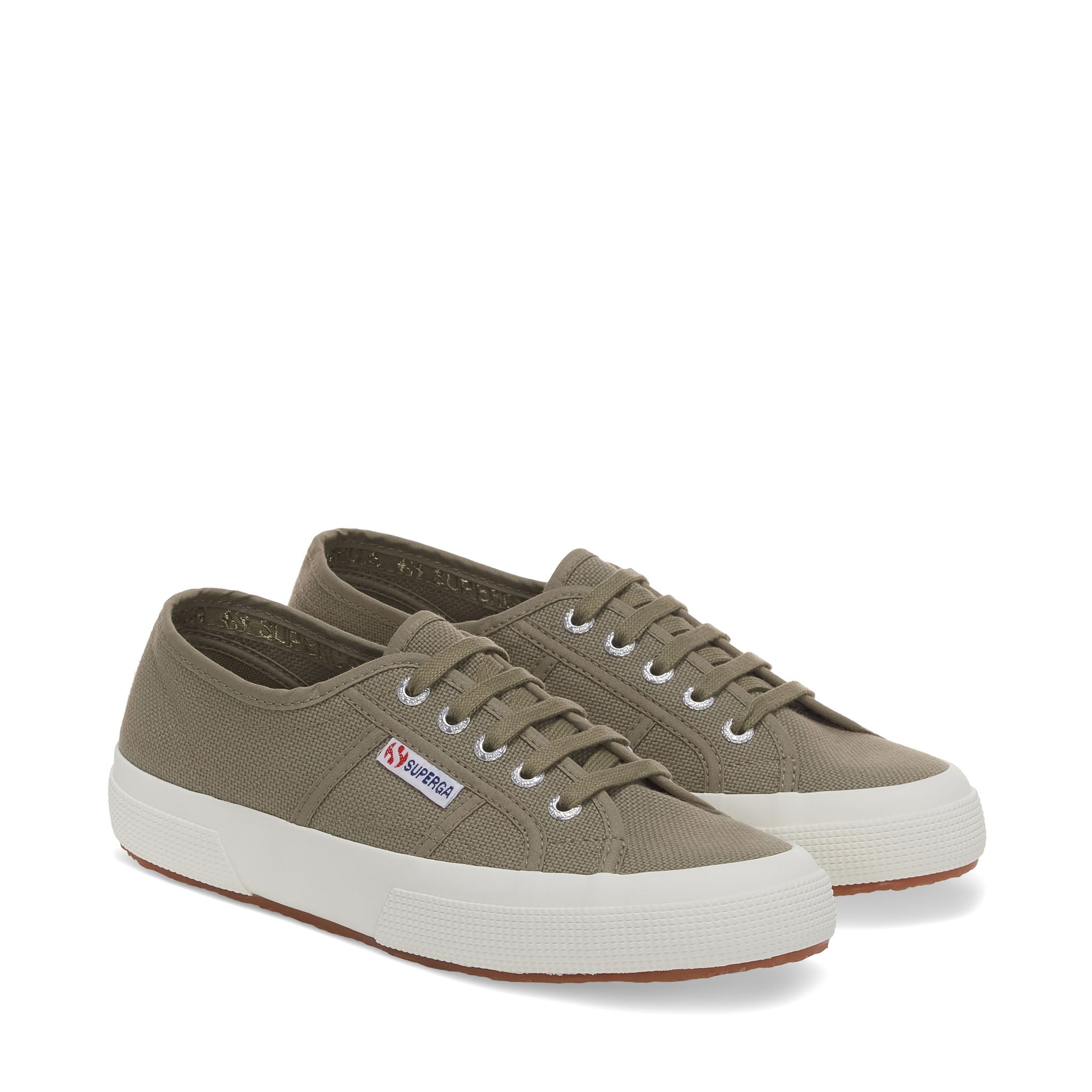 Superga 2750 Cotu Classic Sneakers - Green Safari. Front view.