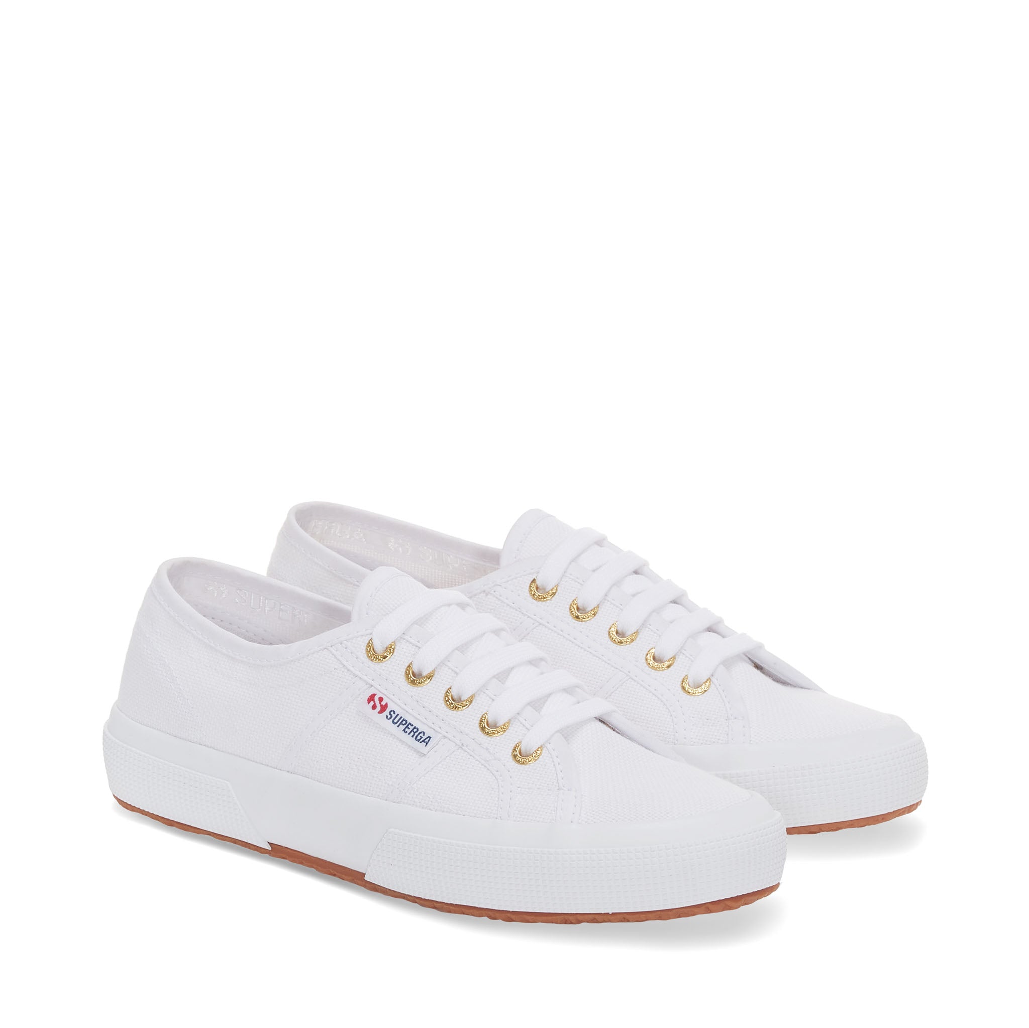 Superga 2750 Cotu Classic Sneakers - White Gold. Front view.