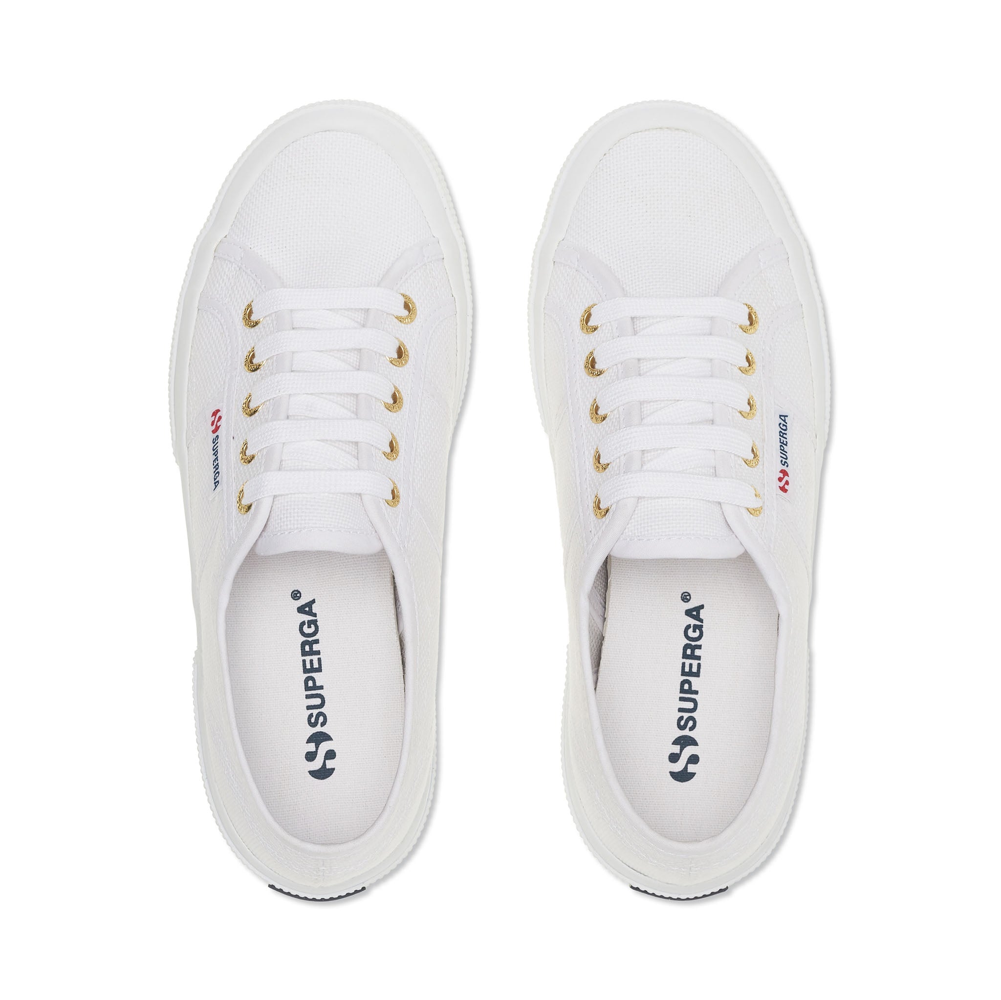 Superga 2750 Cotu Classic Sneakers - White Gold. Top view.