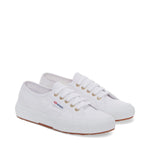 Superga 2750 Cotu Classic Sneakers - White Pale Gold. Front view.