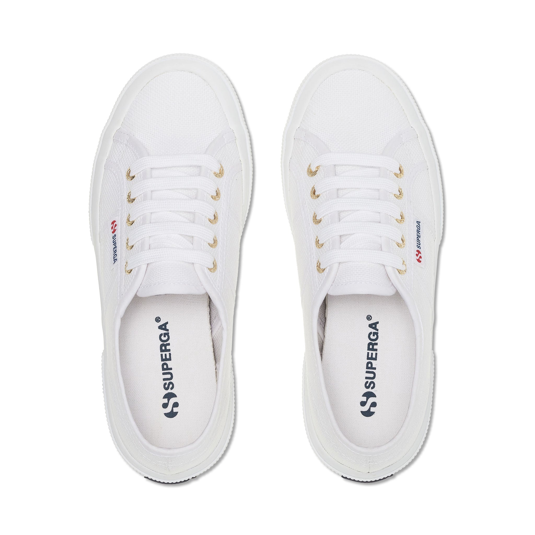 Superga 2750 Cotu Classic Sneakers - White Pale Gold. Top view.