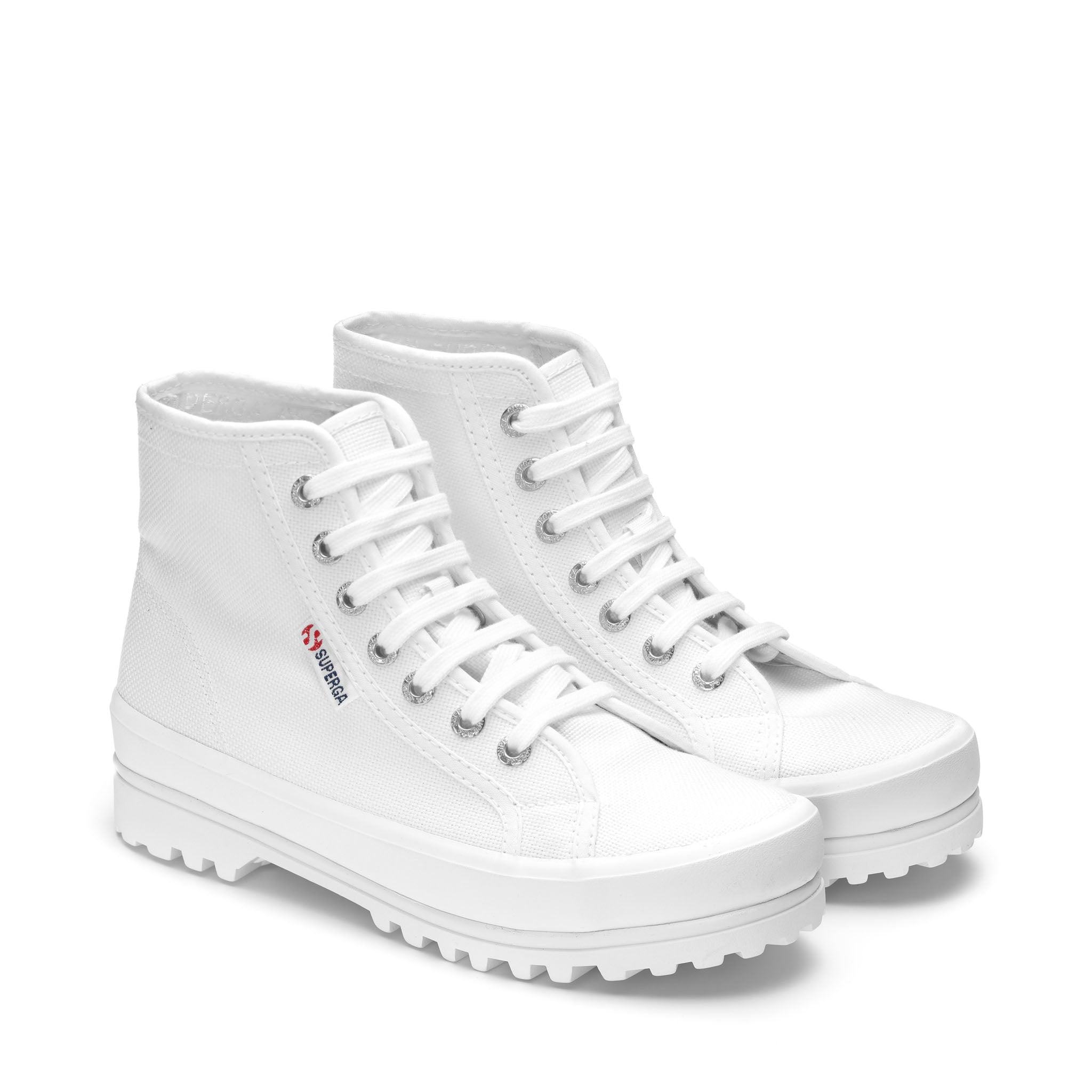 Superga 2341 Alpina High Top Sneakers - White. Front view.