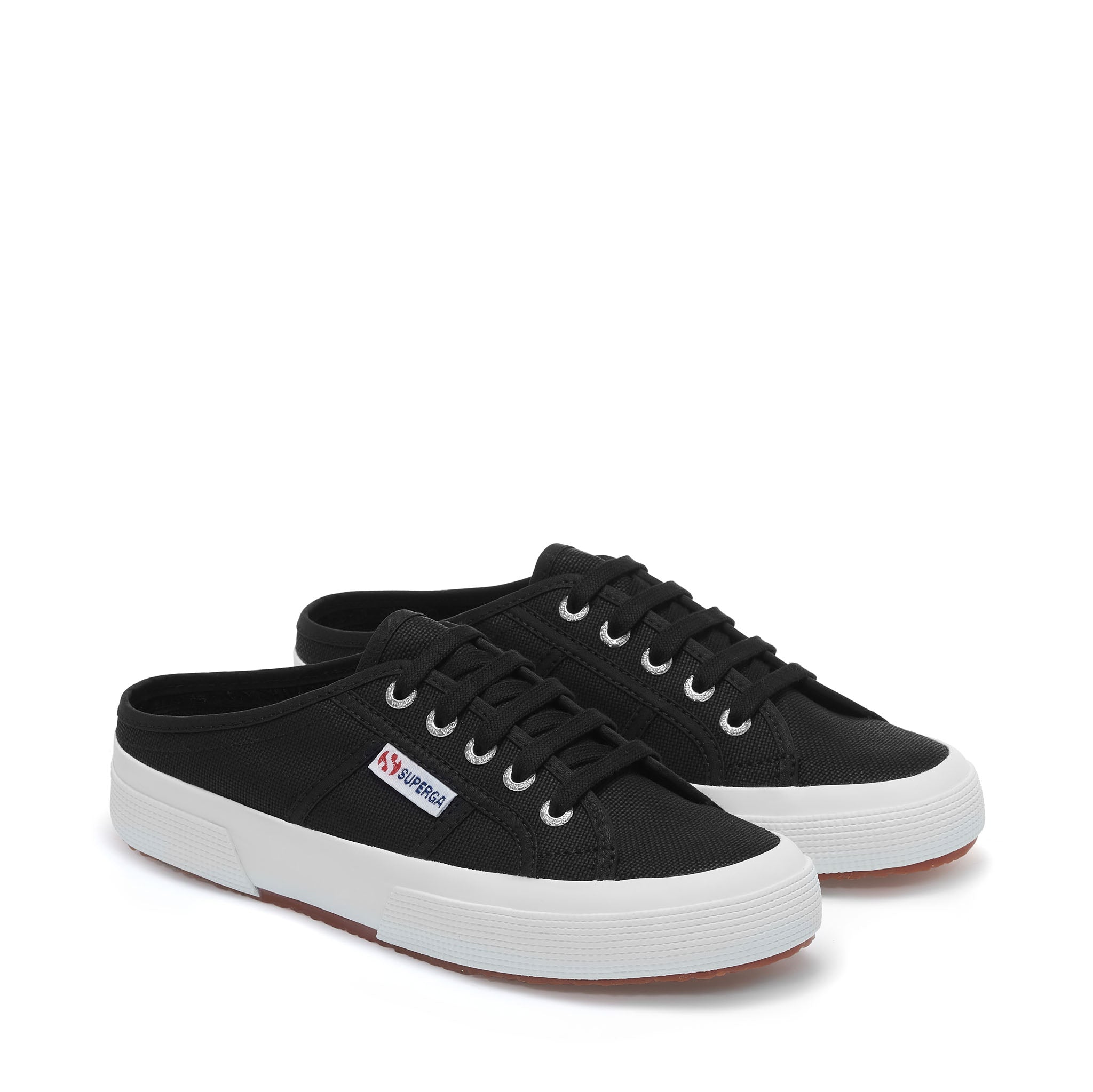 Superga 2402 Mule Sneakers - Black. Front view.