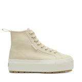 Superga 2708 High Top Tank Sneakers - Eggshell. Side view.