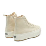 Superga 2708 High Top Tank Sneakers - Eggshell. Back view.