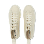 Superga 2708 High Top Tank Sneakers - Eggshell. Top view.