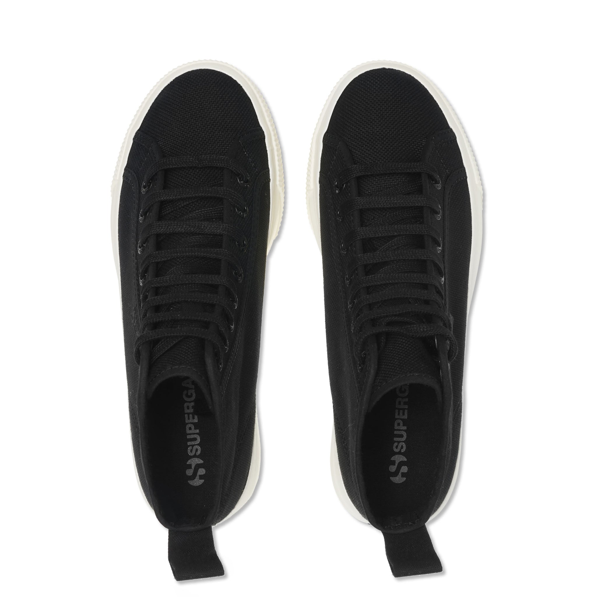 Superga 2708 High Top Tank Sneakers - Black. Top view.