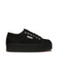 Superga 2790 Platform Sneakers - Full Black. Side view.